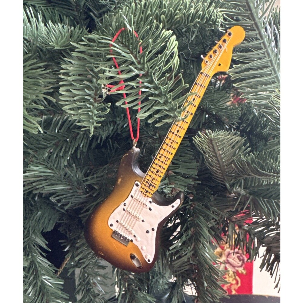 Midwest Cannon Falls Electric Guitar Christmas Tree Ornament Resin Brown